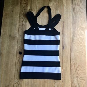 Cache Tops - Caché Black white stripe sleeveless sweater Cache Tops - Caché Black white stripe sleeveless sweater